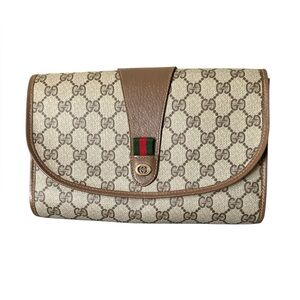 Gucci Monogram Beige and Brown Wallet